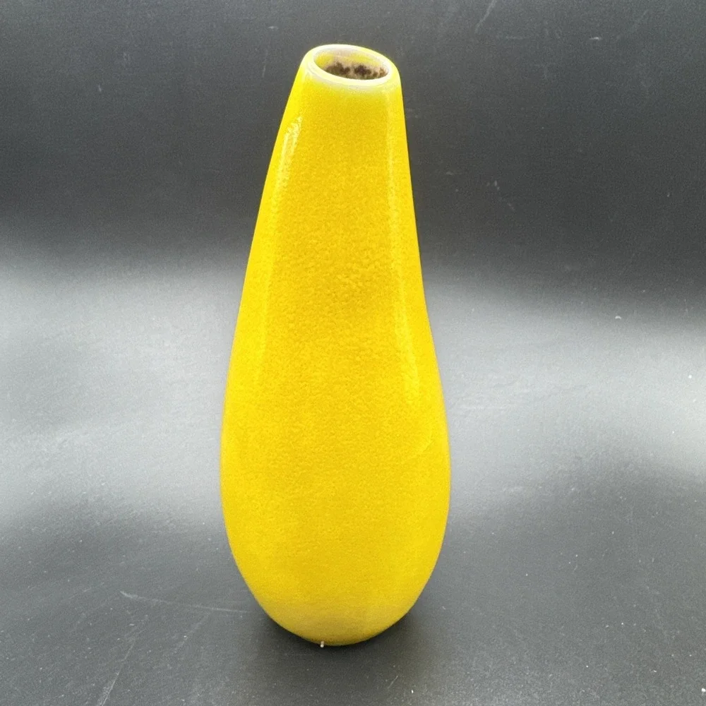 Jars France Bud Vase Ceramistas Yellow Handmade Ceramic Teardrop‎ Rare Find